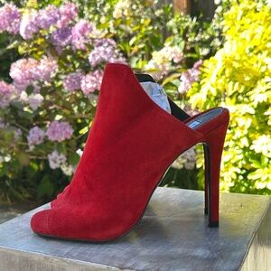 Steve Madden Red Suede Mule Stiletto Heel